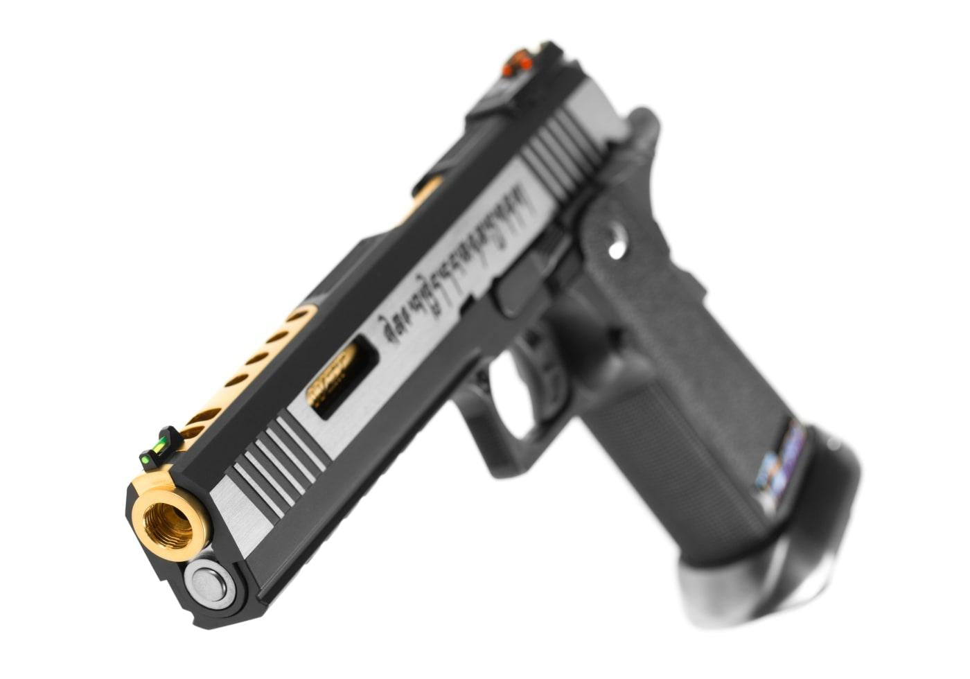WE Airsoft Hi-Capa 6 Force A Green Gas Pistol Gold Barrel Full Metal 6mm