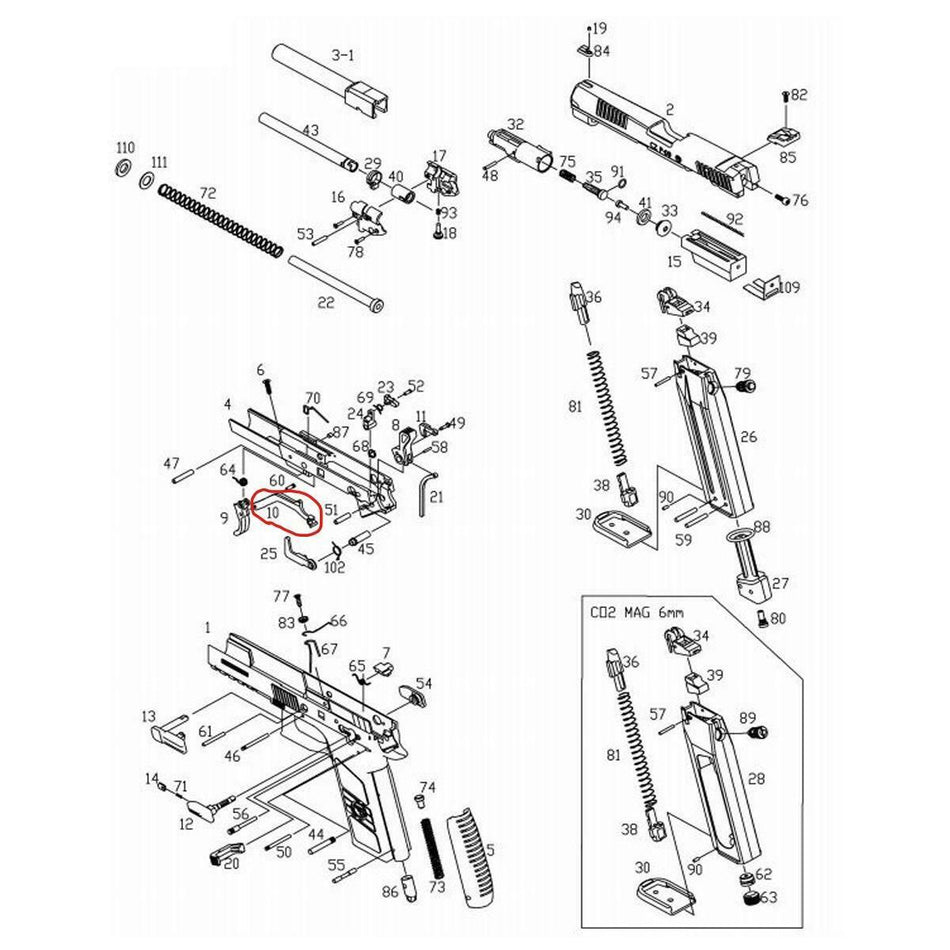 ASG Airsoft Pistol Spare Part CZ P-09 Trigger Bar