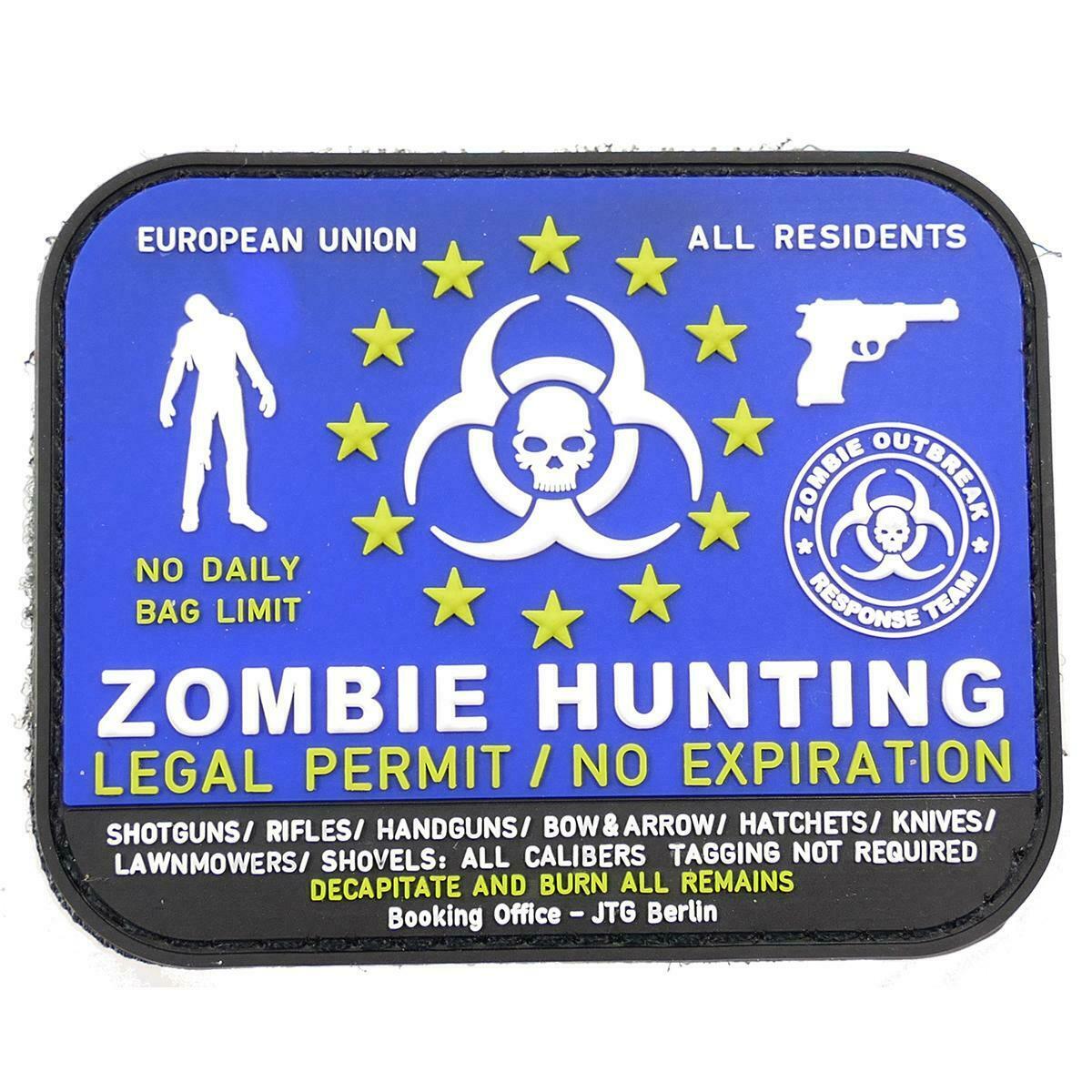 Zombie Hunter PVC Moral Patch Blue Black 