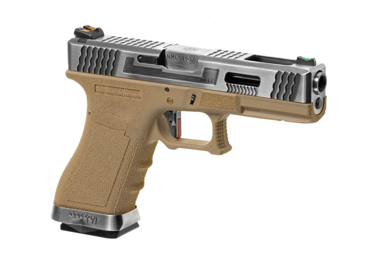 WE Airsoft G-Force EU17 SV Silver Barrel Desert Green Gas Pistol