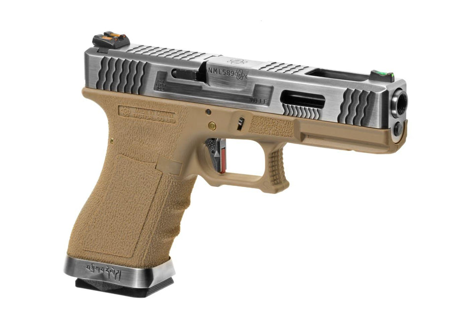 WE Airsoft G-Force EU17 SV Silver Barrel Desert Green Gas Pistol