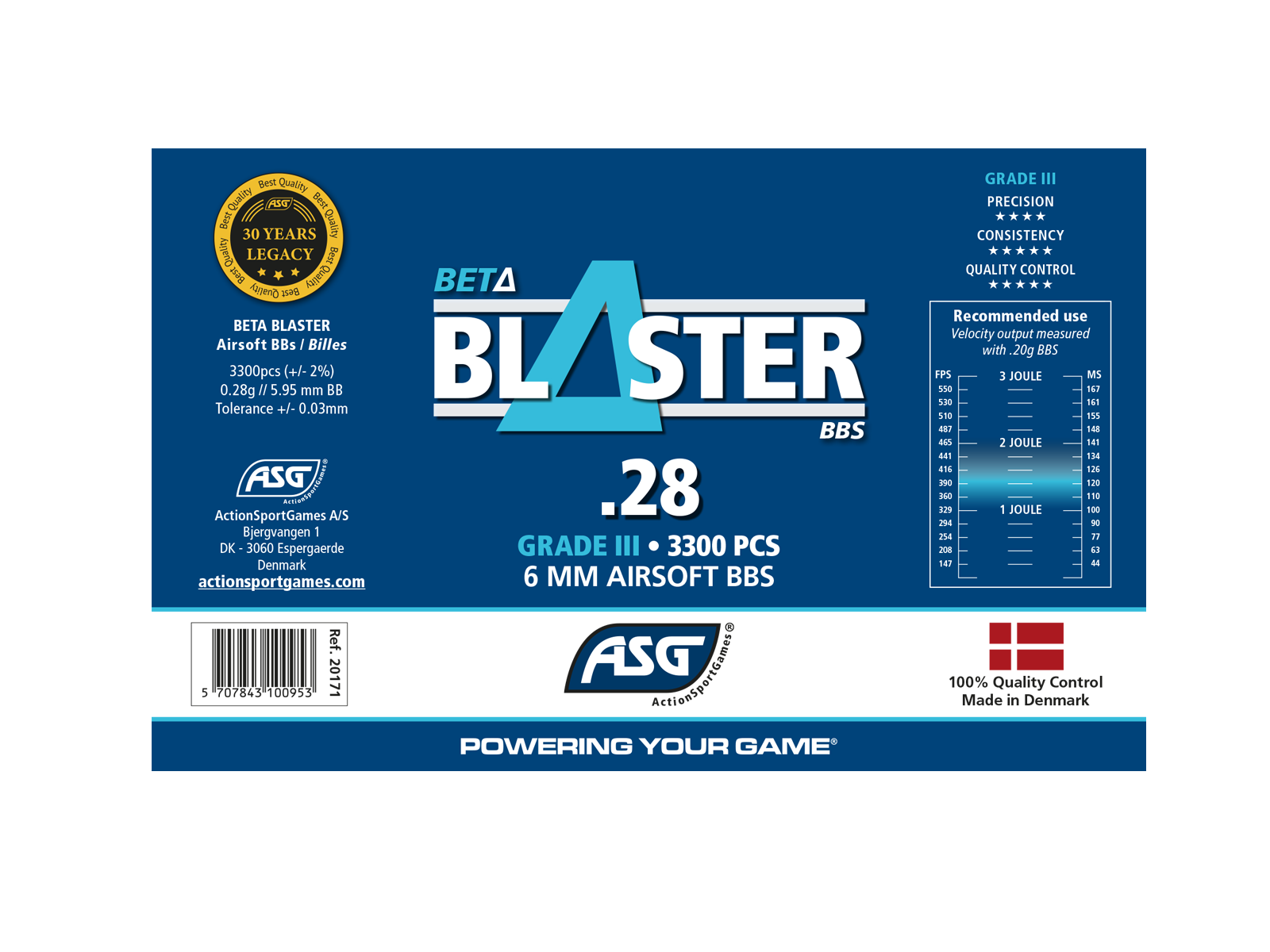 ASG Beta Blaster Grade III Airsoft BBs 0.28g 3300 1 Bottle