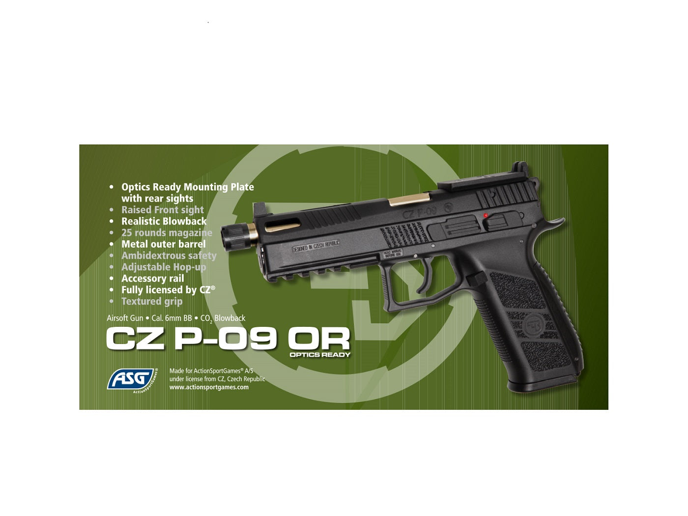 ASG CZ P-09 Airsoft Pistol GBB OR Pistol Black