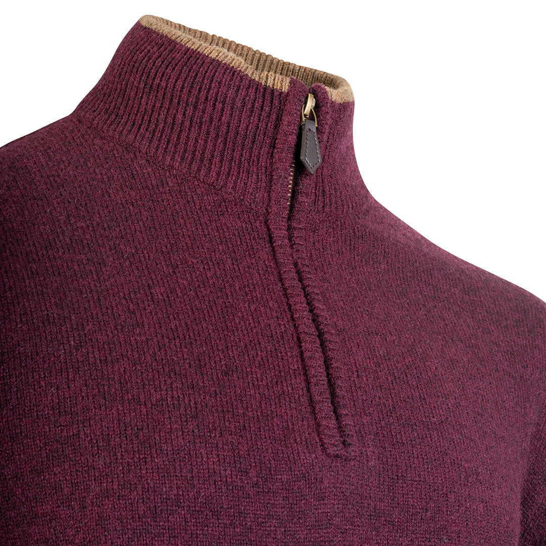 Jack Pyke Ashcombe Mens Pullover Zipknit Plum 