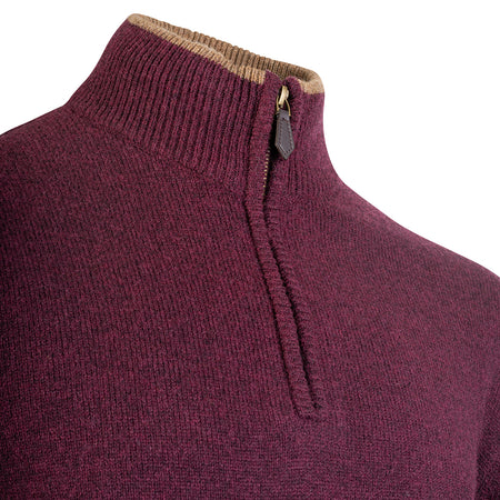 Jack Pyke Ashcombe Mens Pullover Zipknit Plum 