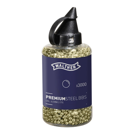 Walther Premium Airgun Steel BBs 4.5 mm .177 0.36g Gold 3000 Bottle