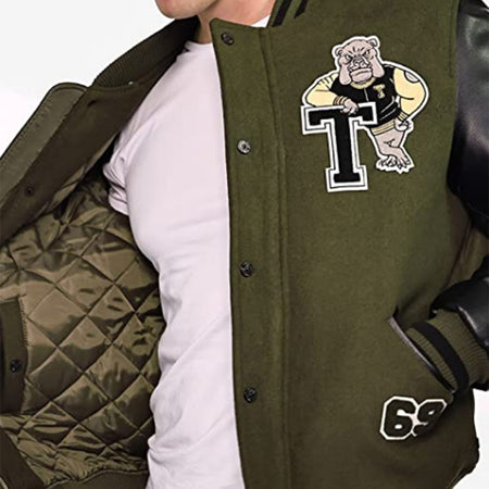 Top Gun ′League′ Baseball Jacket Olive Black