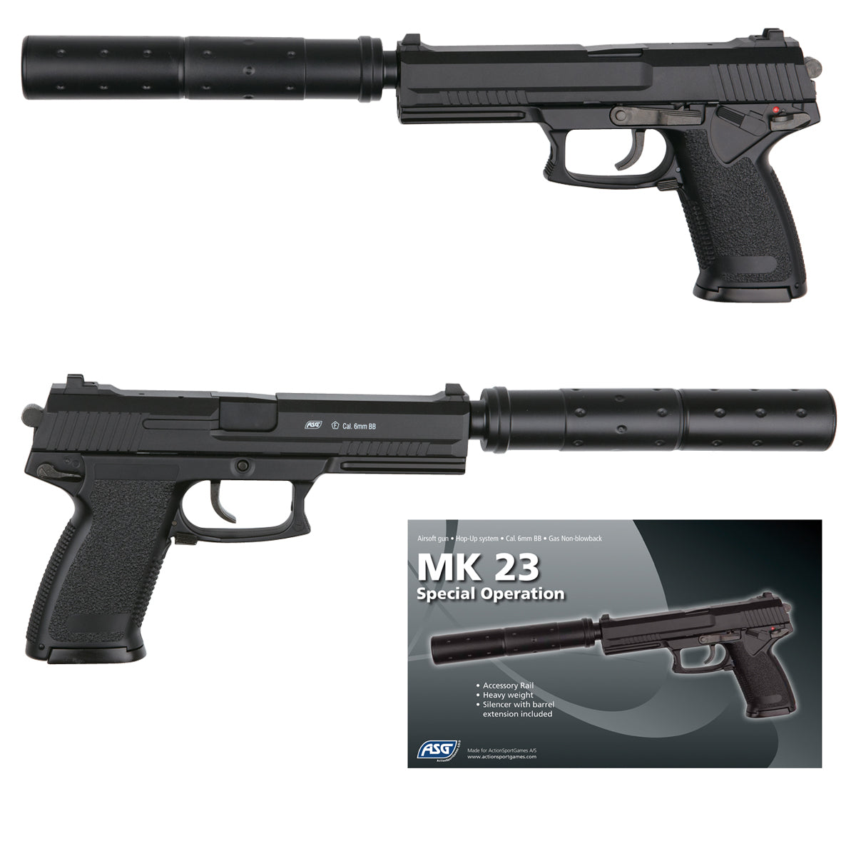 ASG MK 23 Special Operations Airsoft Pistol Gas Non Blow Back