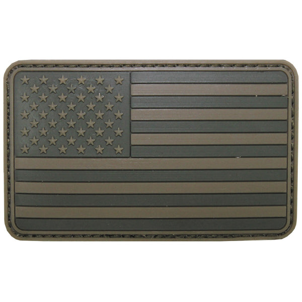 MFH USA Flag Rubber Patch 8 x 5 cm Hook & Loop Subdued Green