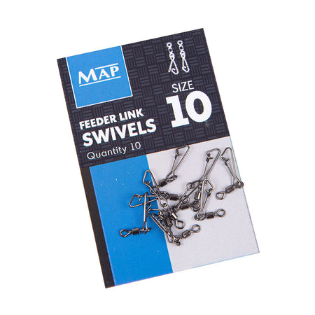 MAP Fishing Terminal Tackle Feeder Link Swivel Size 10 10pk Grey 