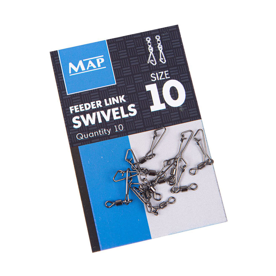 MAP Fishing Terminal Tackle Feeder Link Swivel Size 10 10pk Grey 