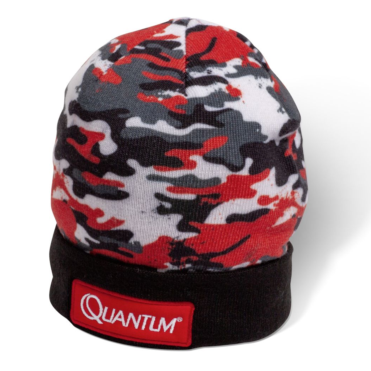 Quantum Winter Warm Bob Cap Black & Red Camo Fishing Beanie