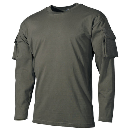 MFH Tactical T-Shirt Long Sleeved With Arm ID Panels Green