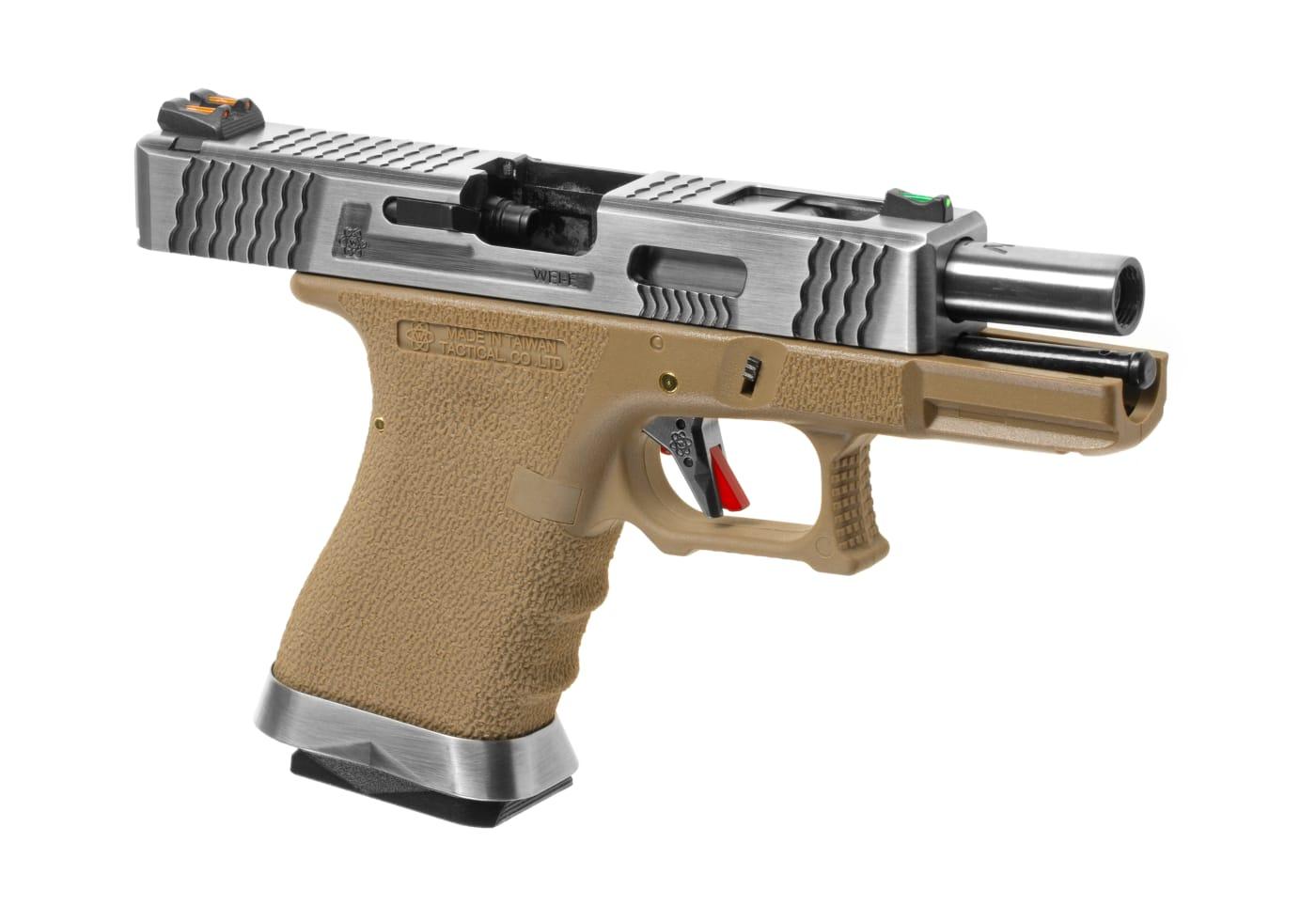 WE G-Force EU19 Green Gas Silver Slide Tan Frame 6mm