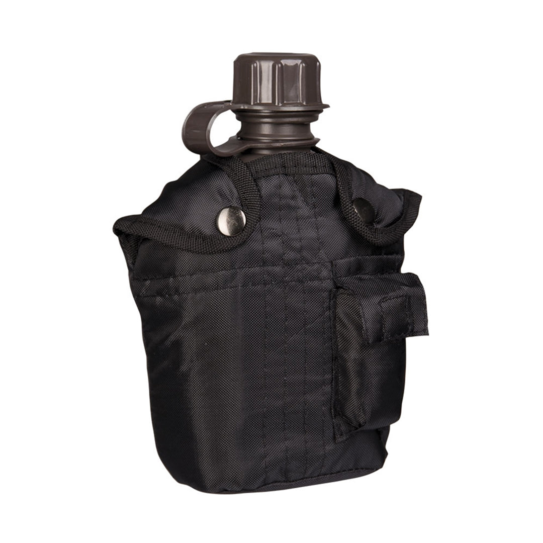 Mil-Tec 1L US Army Style Canteen Water Bottle with Cover Black