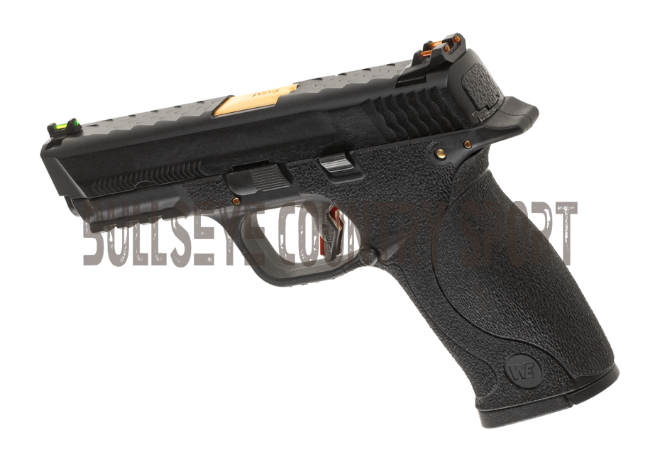 WE WET-05 Airsoft Pistol GBB Black Frame Black Slide Gold Barrel