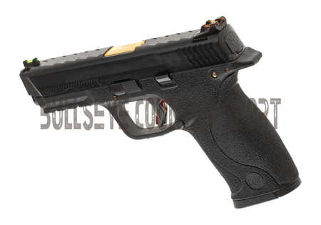 WE WET-05 Airsoft Pistol GBB Black Frame Black Slide Gold Barrel