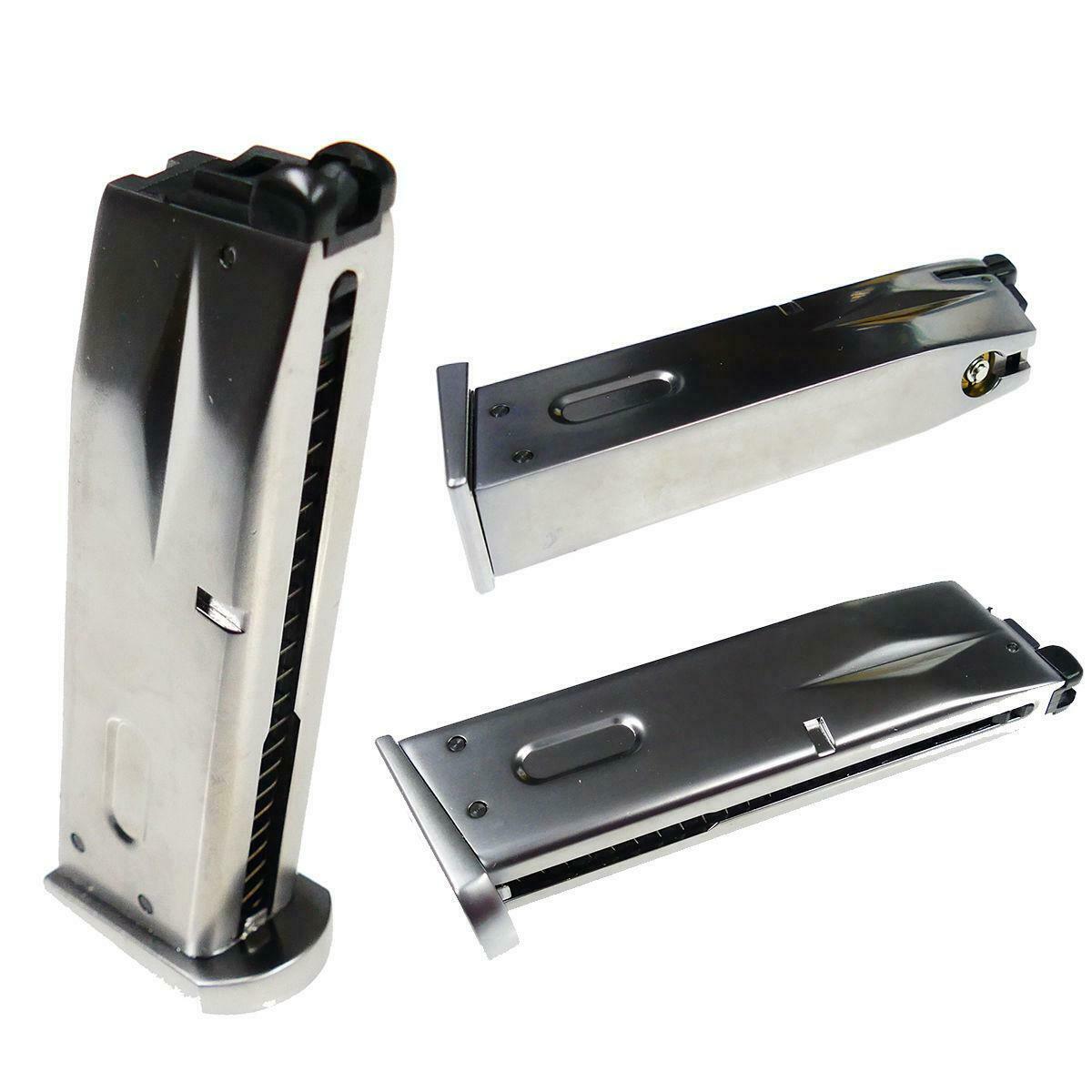 WE Airsoft Pistol Magazine Gas For M9 Chrome 25 Rd 