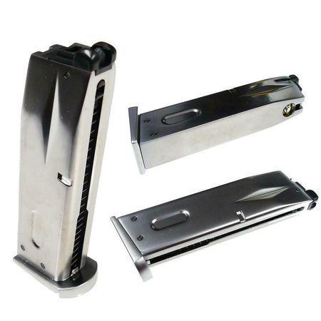 WE Airsoft Pistol Magazine Gas For M9 Chrome 25 Rd 