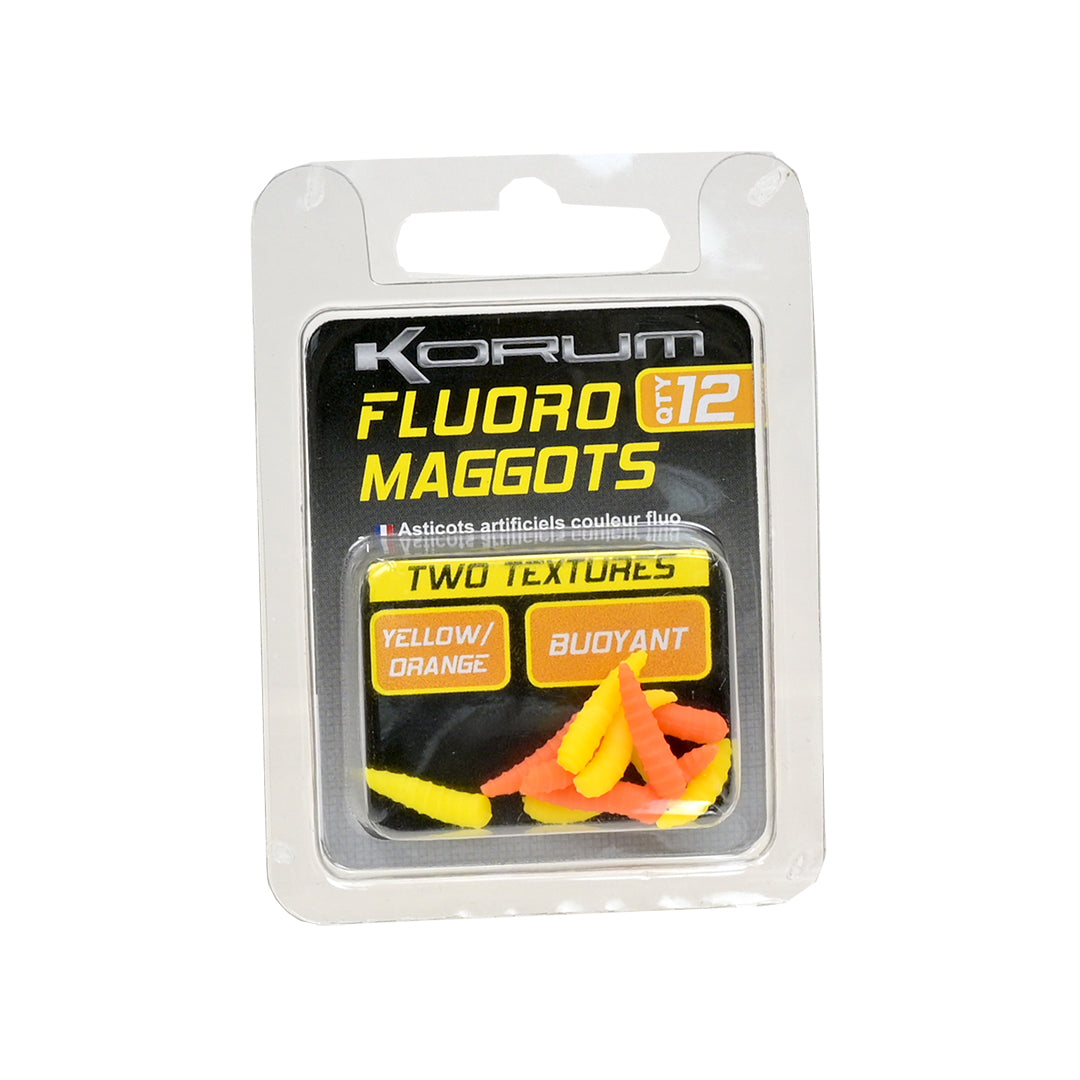 AVID Fishing Bait Rubber 12pc Maggots Fluoro Yellow Orange