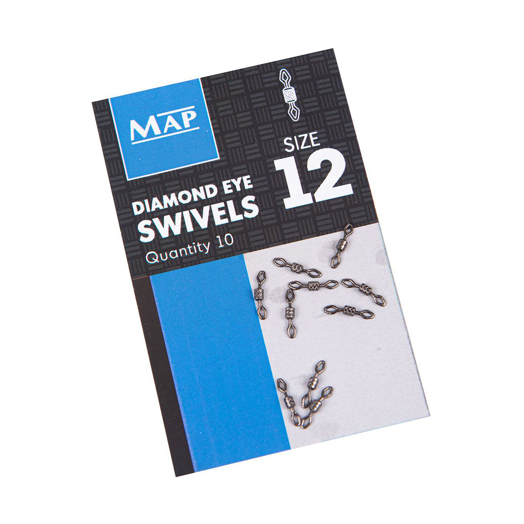 MAP Fishing Terminal Tackle Diamond Eye Swivel Size 12 10pk Grey