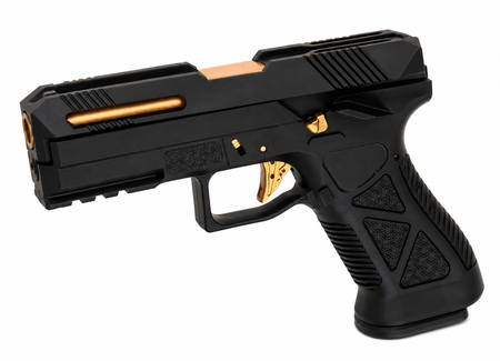 HFC AG-17 Airsoft Pistol Metal Version GBB Black Gold Barrel