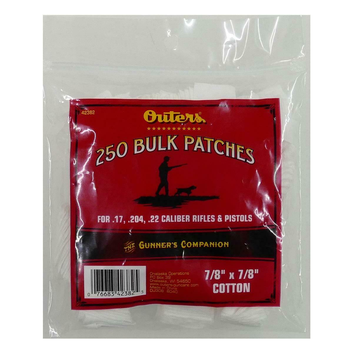 Outers 250 Bulk Cotton Cleaning Patches .17 .204 .22