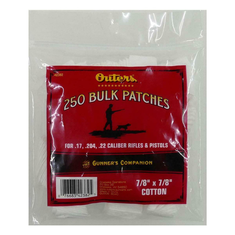 Outers 250 Bulk Cotton Cleaning Patches .17 .204 .22