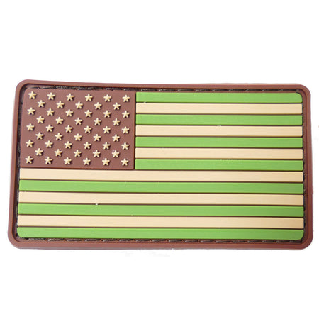 US Flag Multi Camo Rubber Moral Patch Hook and Loop