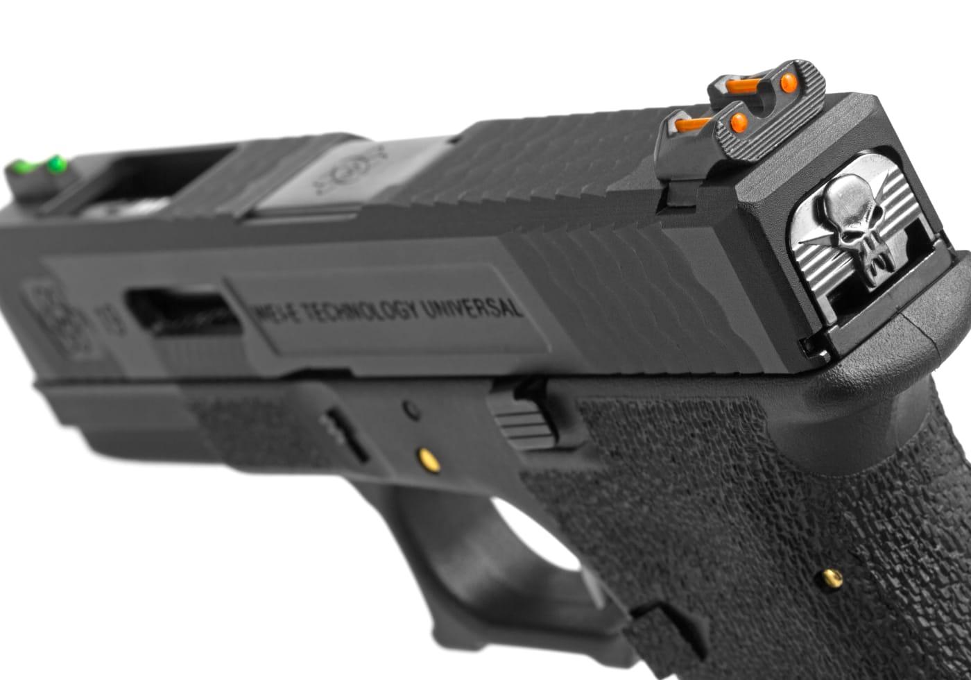 WE Airsoft EU19 Custom Black Silver Slide Green Gas Pistol