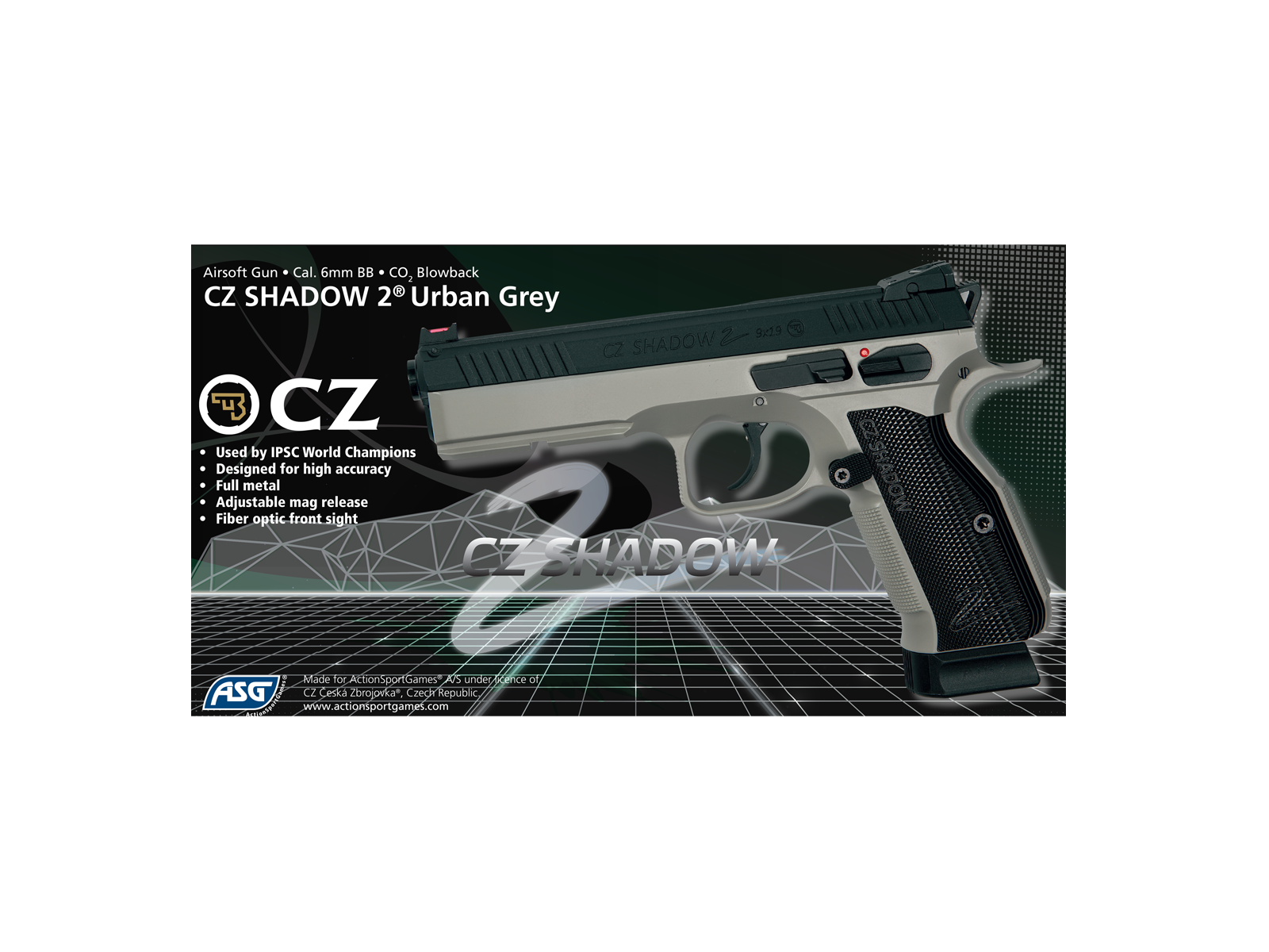 ASG CZ Shadow 2 MS CO2 Airsoft Pistol GBB Urban Grey