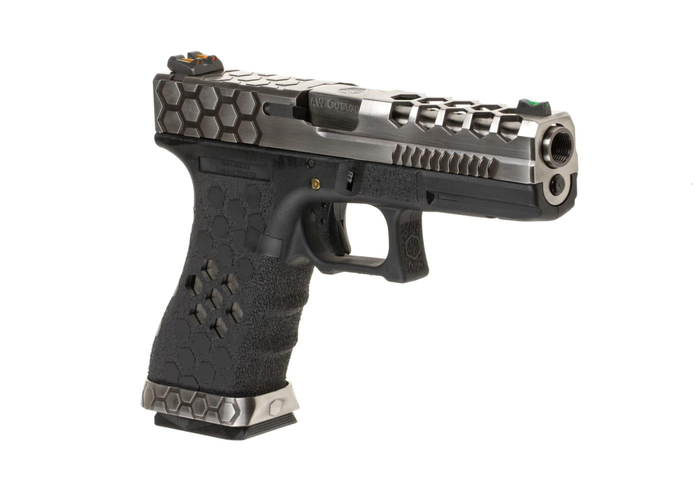 Armorer Works EU17 Hex Cut VX0100 Green Gas Pistol Black / Chrome