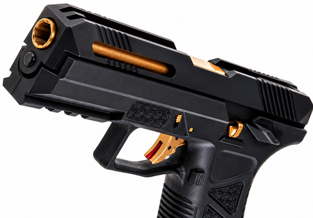 HFC AG-17 Airsoft Pistol Metal Version GBB Black Gold Barrel