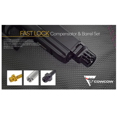 CowCow Airsoft Pistol Fast Lock Outer Barrel Compensator & Barrel Set Gold G17/18 Series
