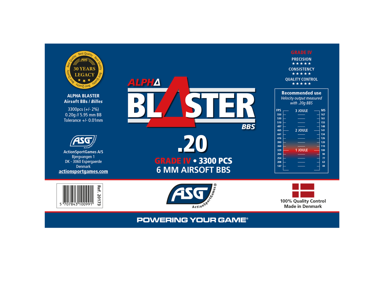 ASG Alpha Blaster Grade IV Airsoft BBs 0.20g 3300 1 Bottle