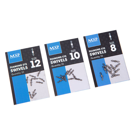 MAP Fishing Terminal Tackle Diamond Eye Swivel Size 8 10pk Grey
