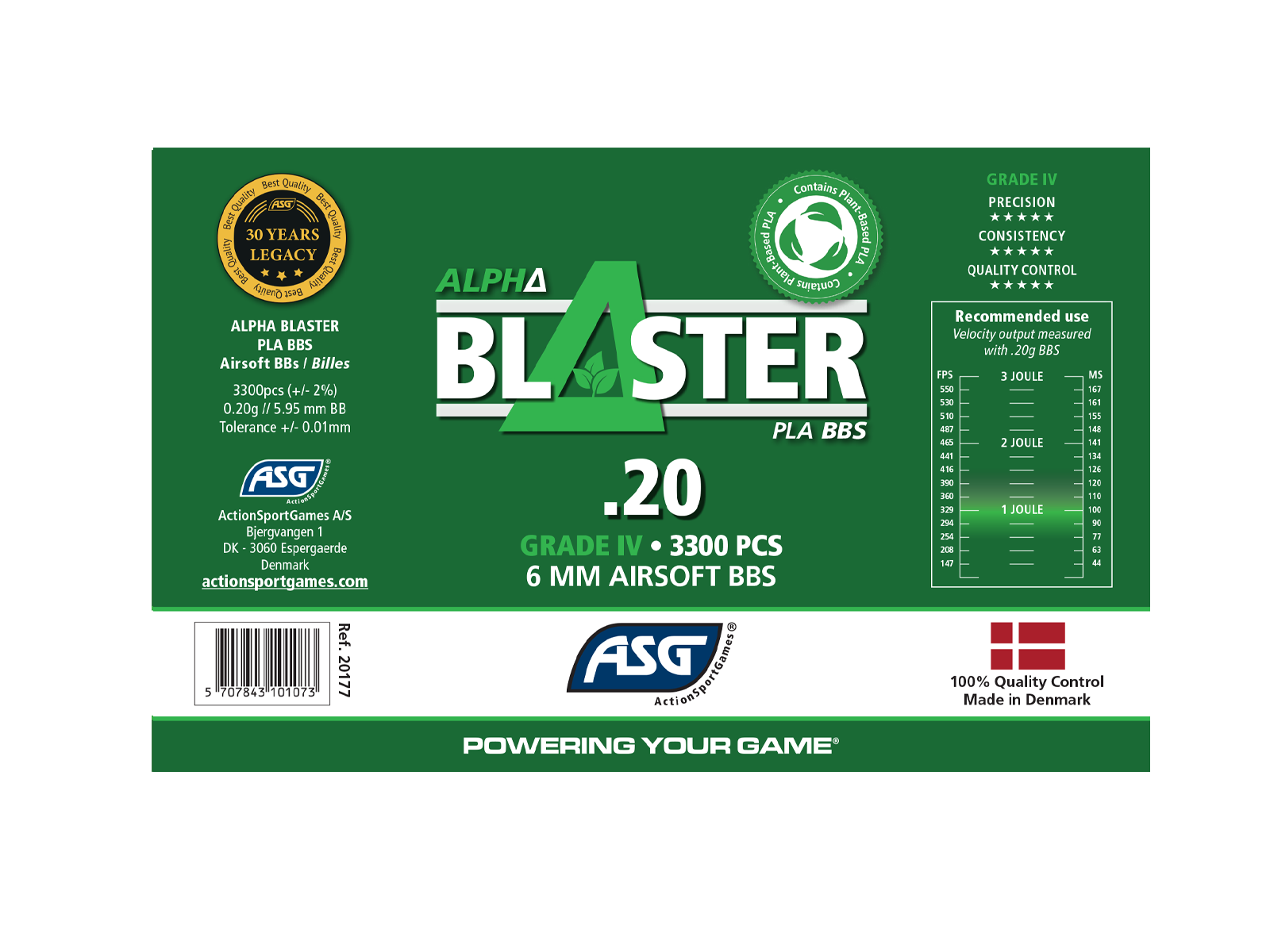 ASG Alpha Blaster Bio PLA BB’s 0.20g 3300 Bottle