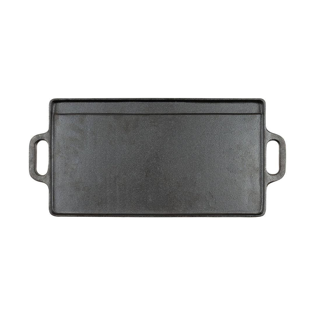 Fox Outdoors Camping Cast Iron Griddle with 2 Handles Black