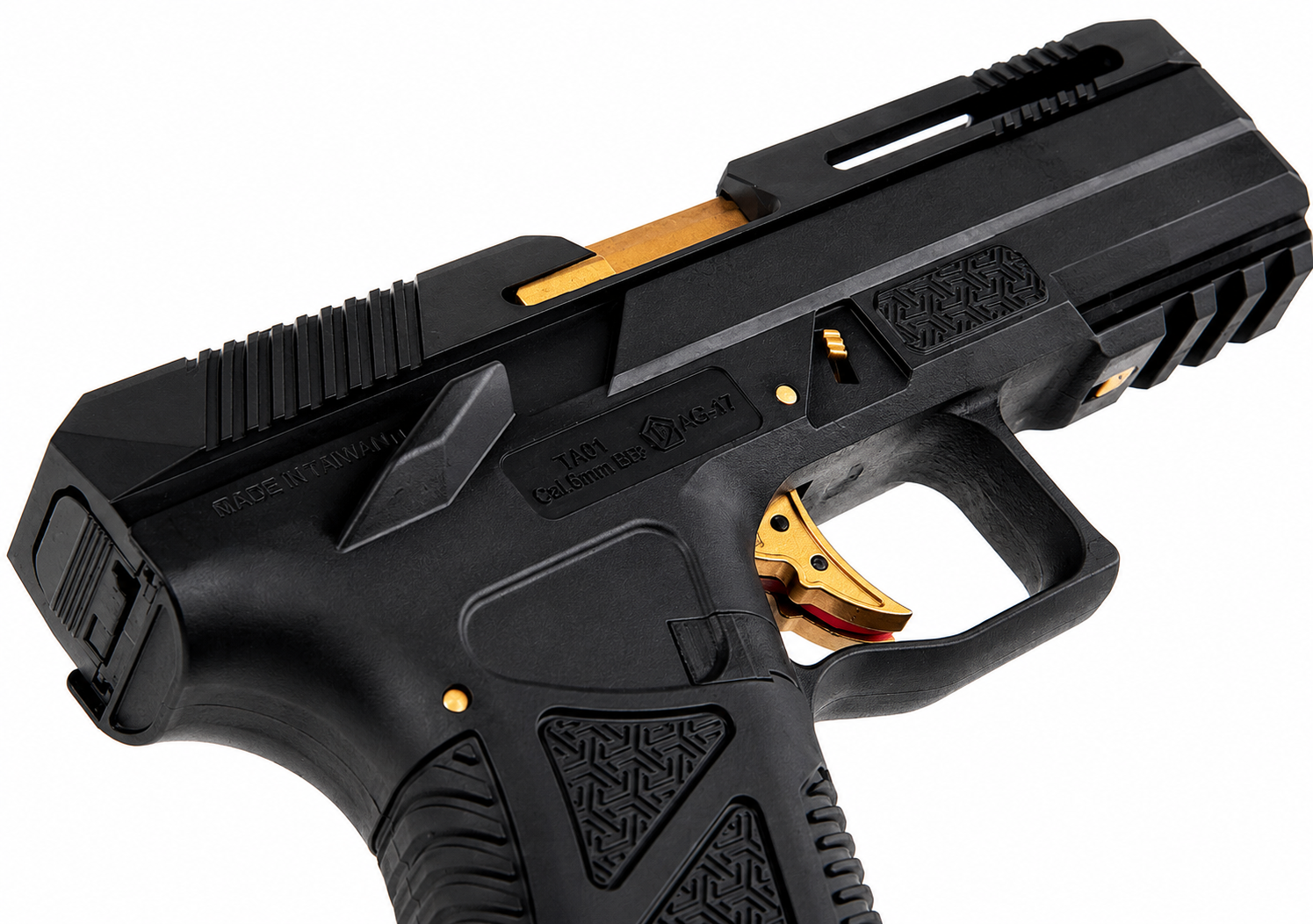 HFC AG-17 Airsoft Pistol Metal Version GBB Black Gold Barrel