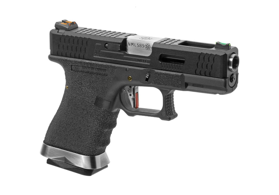 WE Airsoft EU19 Custom Black Silver Slide Green Gas Pistol