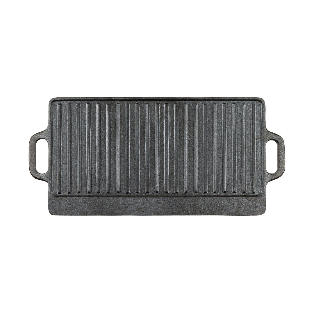 Fox Outdoors Camping Cast Iron Griddle with 2 Handles Black