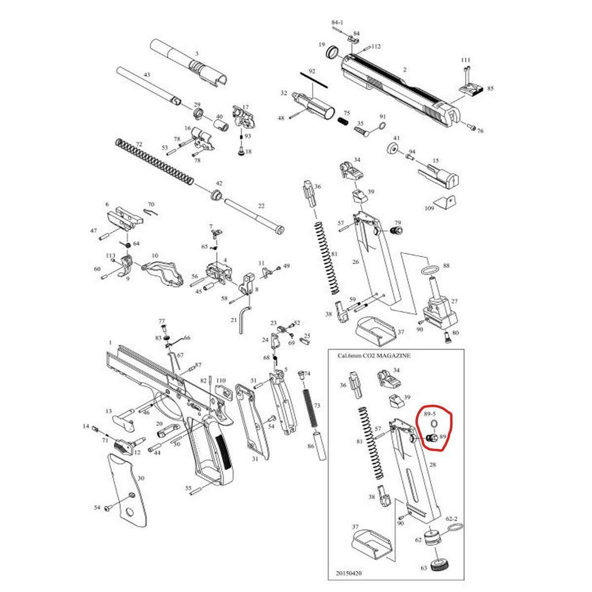 ASG Airsoft SP-01 Shadow Pistol CO2 Exhaust Valve