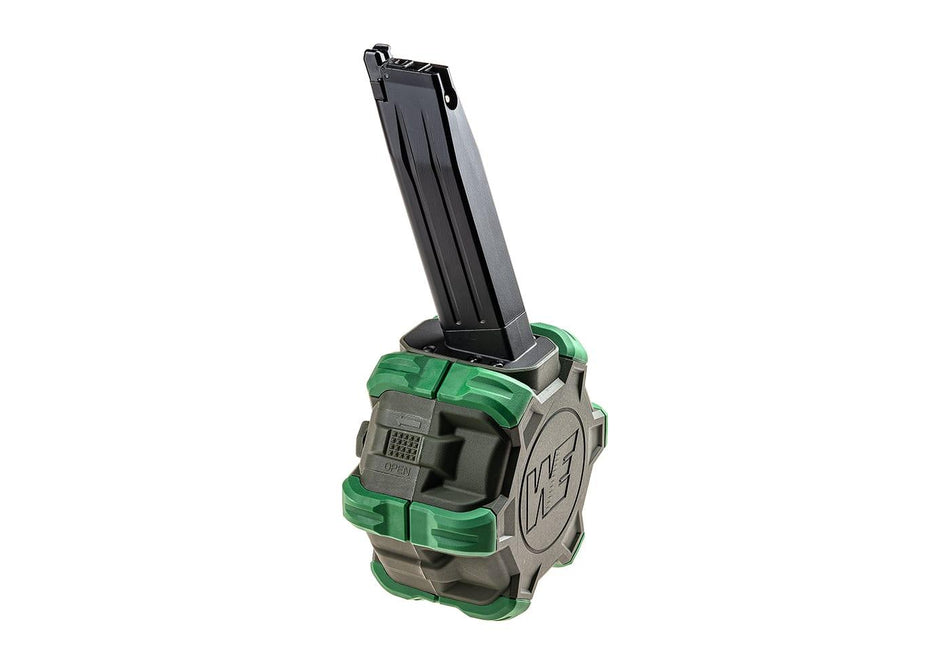 WE Airsoft Hi-Capa 5.1 4.3 Series Pistol Drum Magazine Green Gas 350rd 