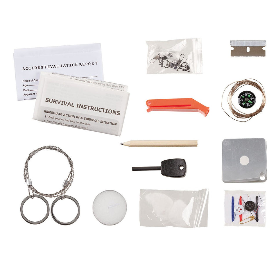 MFH Survival Kit Small 22 Piece Black Saw