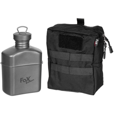 Fox Outdoors Titanium Water Bottle Canteen 1Ltr With Pouch