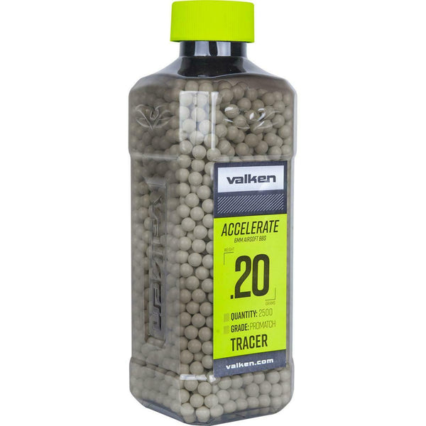 Valken Airsoft 2 Bottles Accelerate 0.20g Tracer BBs 5000