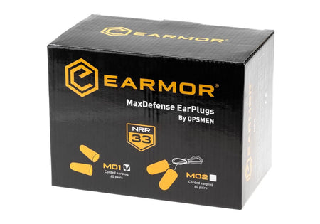 Earmor Max Defense Ear Plugs M01 NRR33 60 Pairs Box