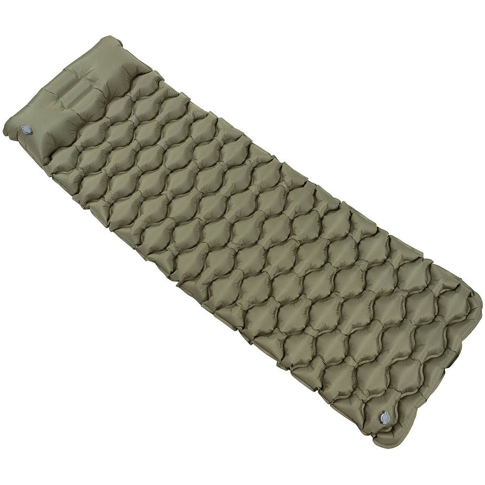 MFH Inflatable Sleeping Air Mattress Pad With Headrest OD Green