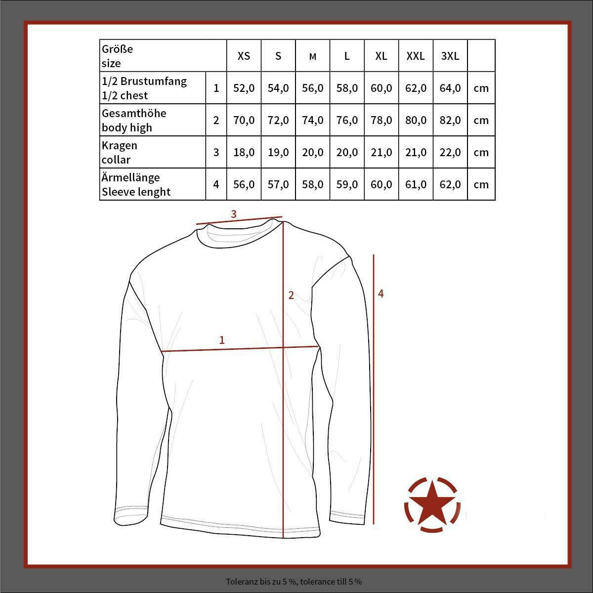 MFH Mens Long Sleeve US Style Army T-Shirt Woodland Camo
