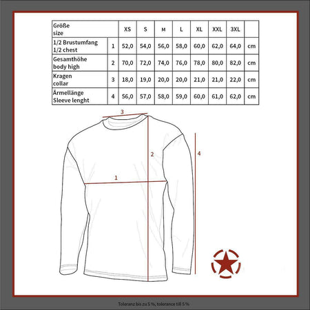 MFH Mens Long Sleeve US Style Army T-Shirt Woodland Camo